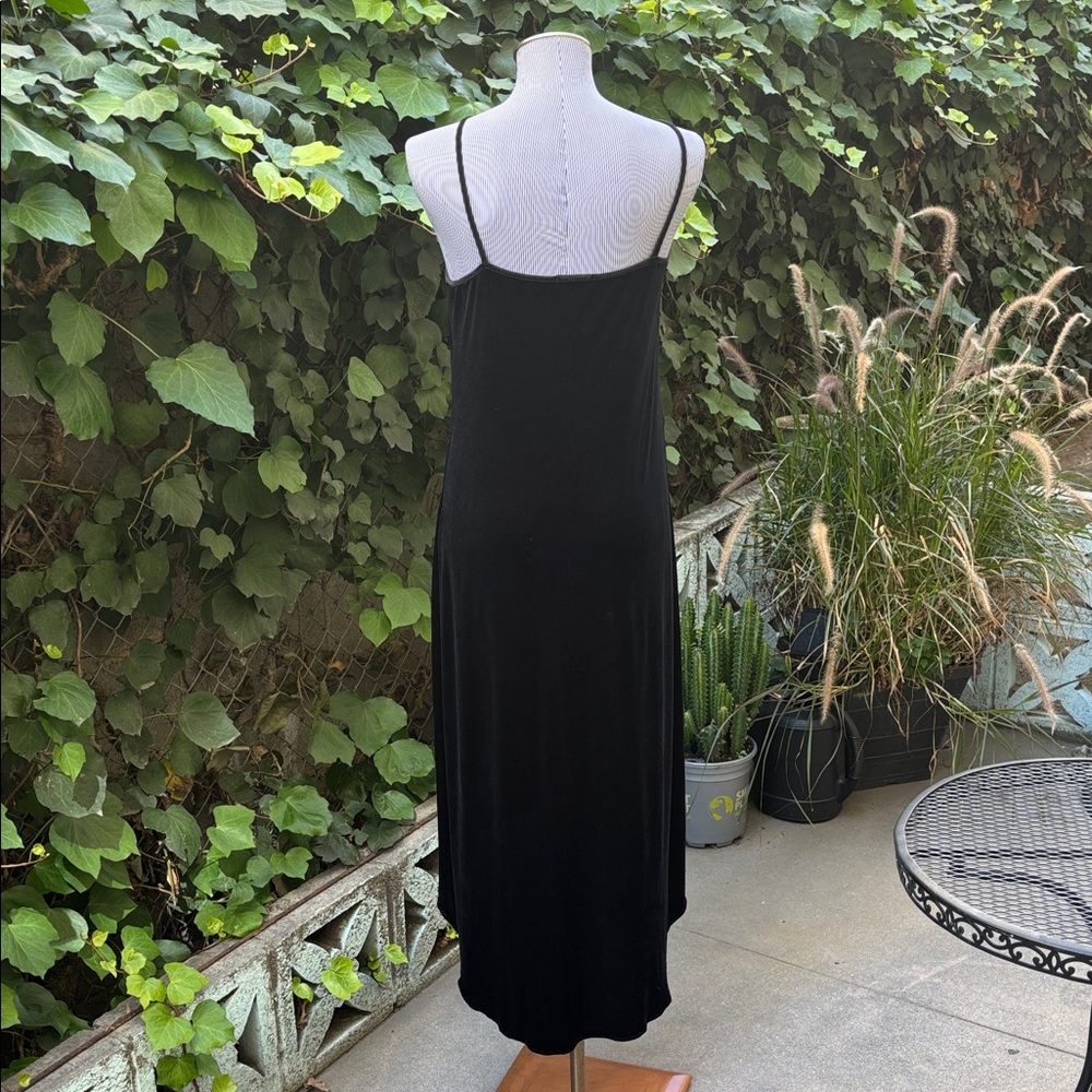 Bebe USA Black Velvet Elegant Evening Dress Large - Picture 3 of 4